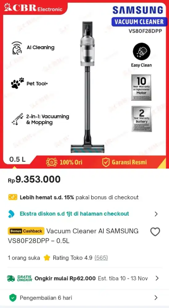 Vacuum Cleaner Samsung VS80F28DPP