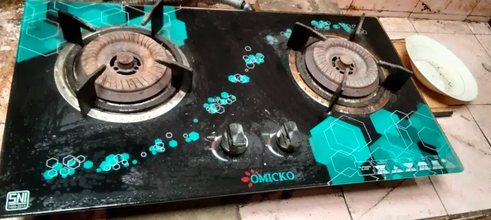 Dijual kompor omicko 2 tungku flat kaca