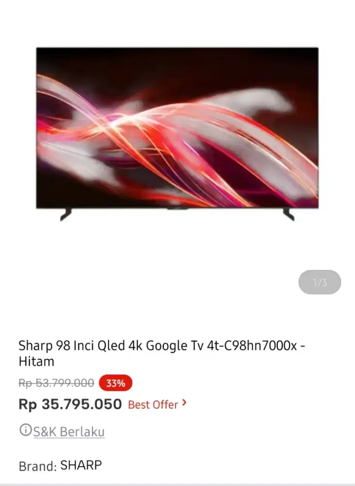 Sharp led google tv 98 inci