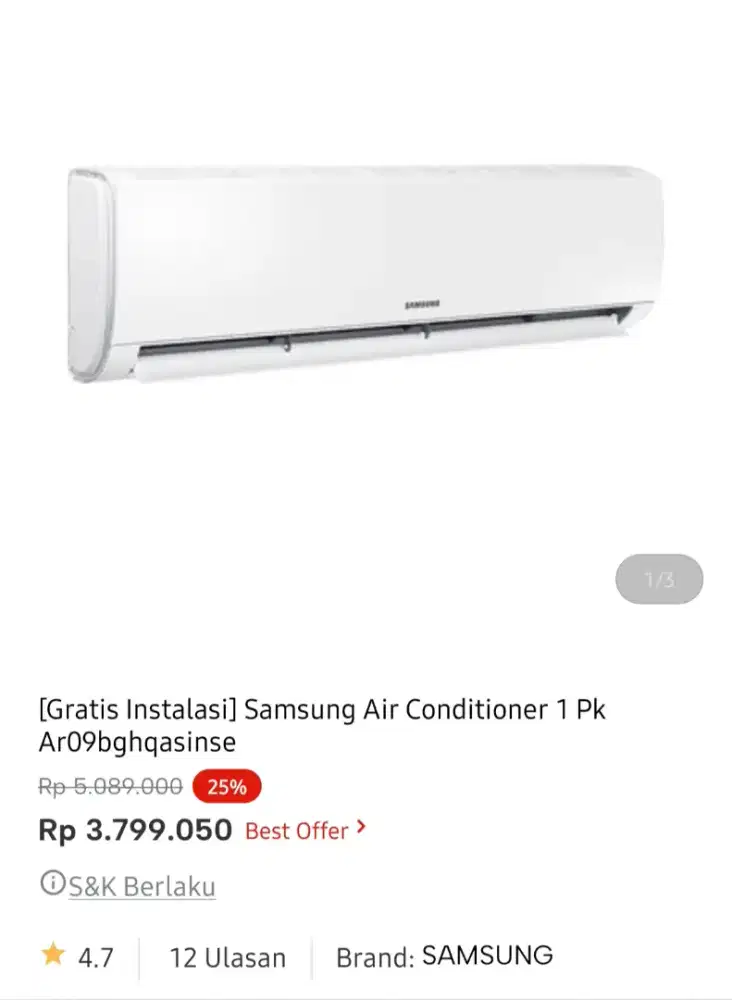 Samsung ac 1pk+ instalasi