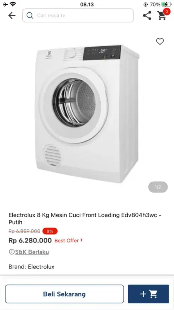 mesin cuci Electrolux 8 kg