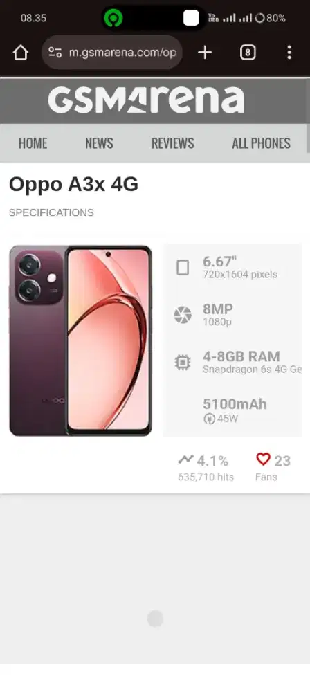 Oppo a3x 4g ram 4 128 hp only