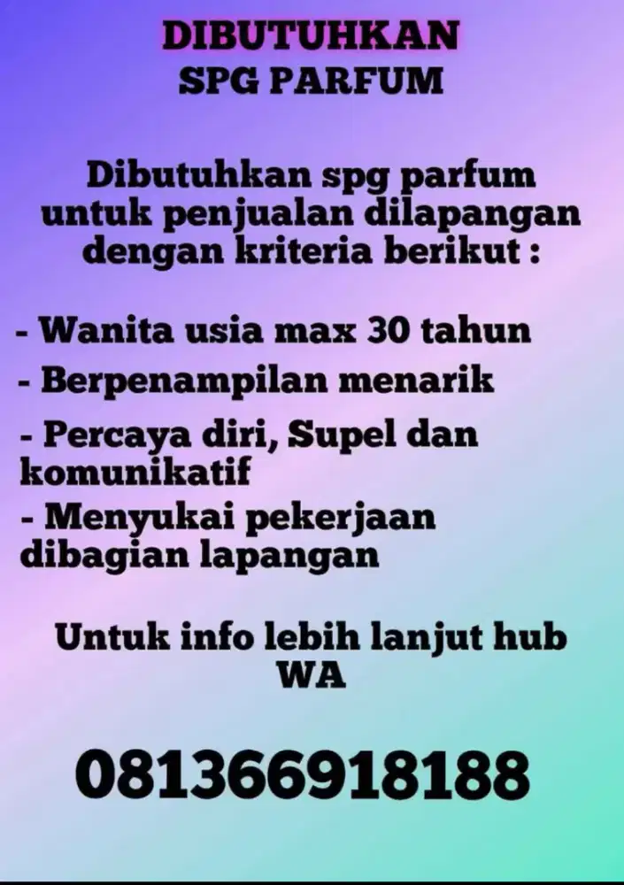 Lowongan SPG parfum lapangan