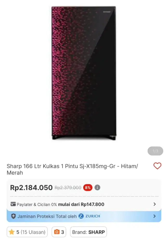 Kulkas 1 pintu sharp