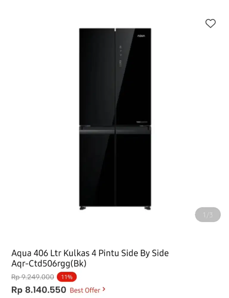 KULKAS AQUA SBS 4 PINTU 406 LITER