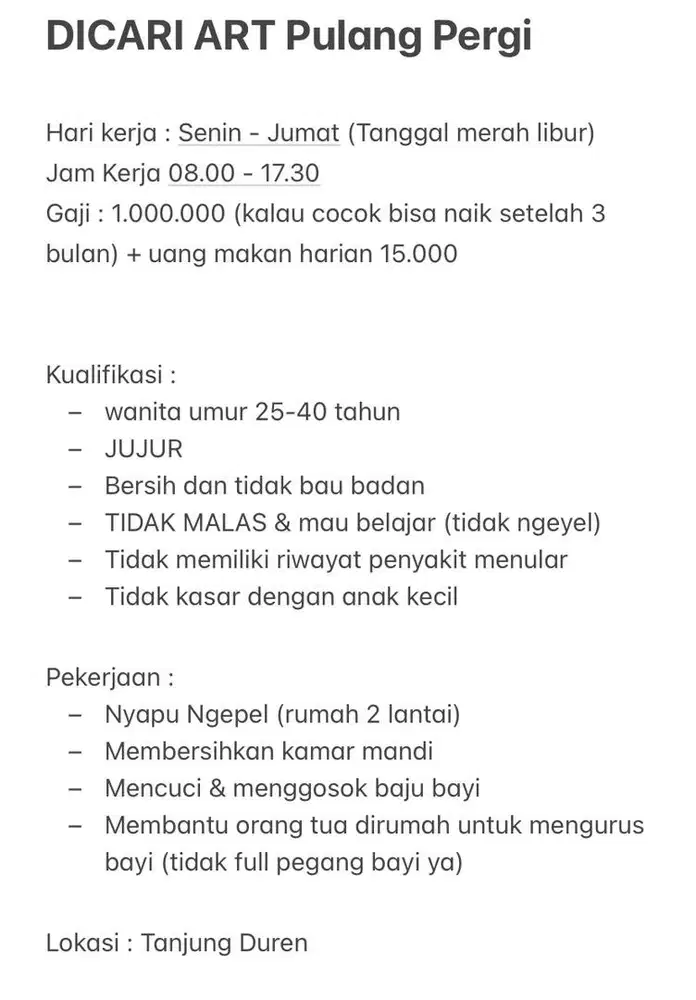 DICARI ART Pulang Pergi