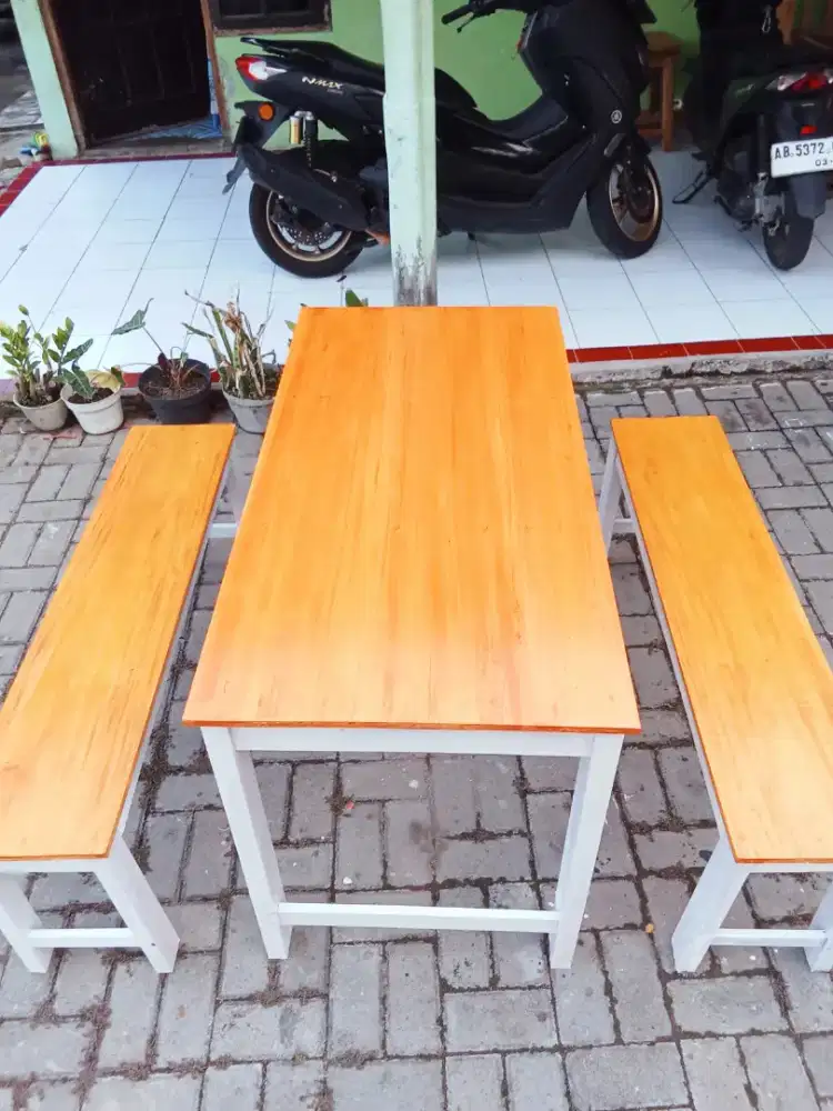 Meja kursi set top mahoni tebal