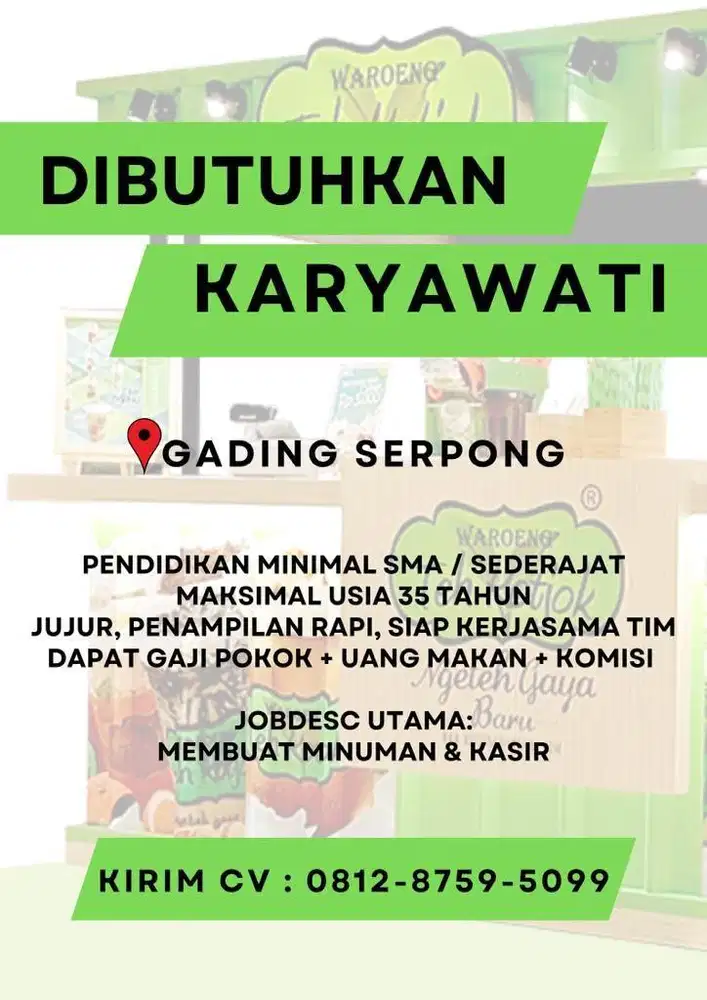 DICARI KARYAWATI BOOTH MINUMAN TEH