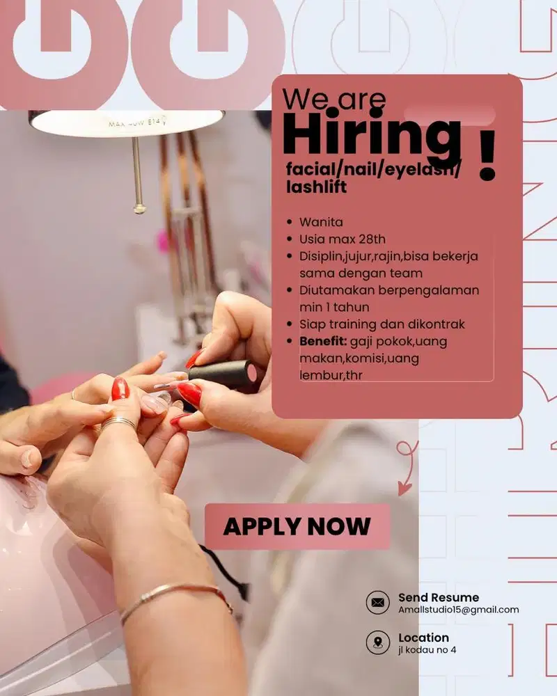 lowongan therapist eyelah nail facial dll