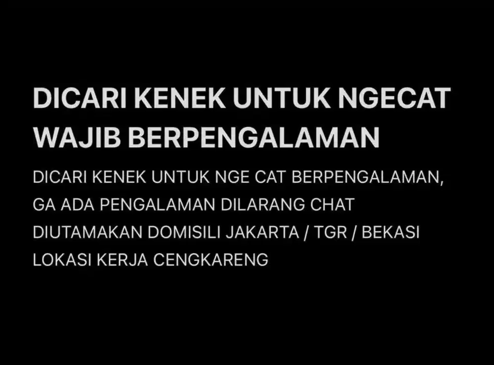 DICARI KENEK UNTUK NGECAT WAJIB BERPENGALAMAN