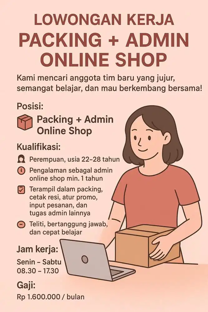 Lowongan admin+packing