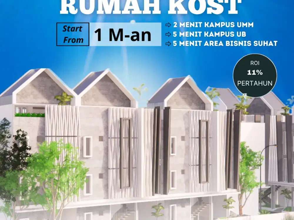 Dijual Rumah Kost Premium 2 Menit UMM Kota Malang, Siap income perbulan!