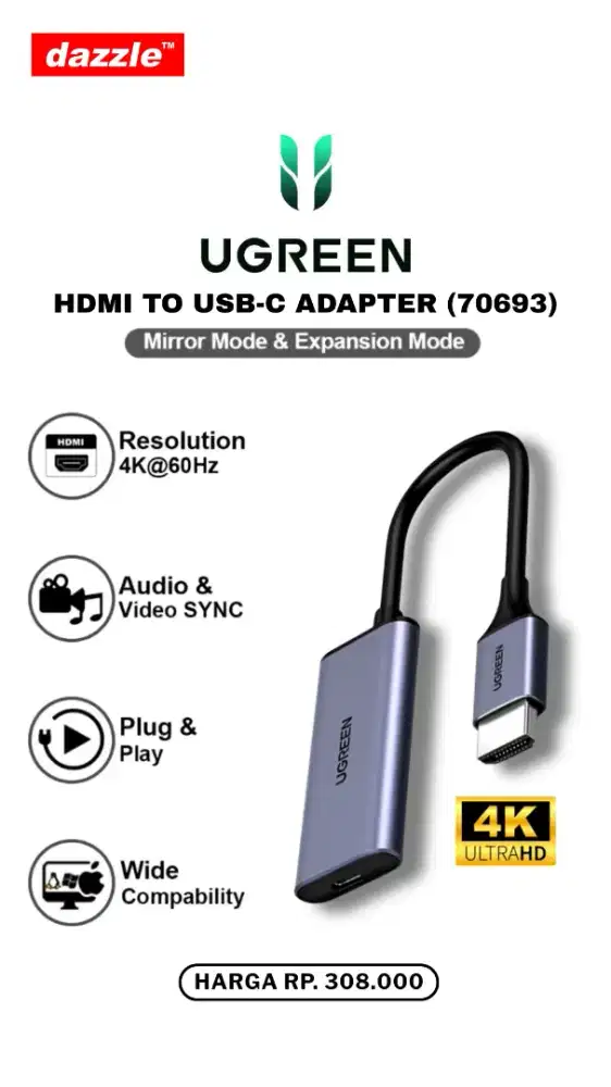 UGREEN HDMI TO TYPE C ADAPTER (70693)