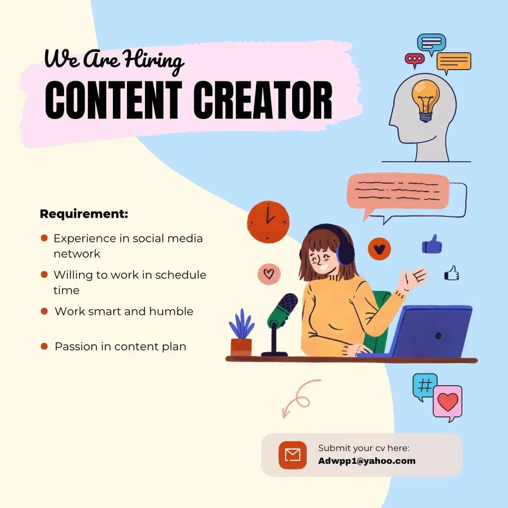 DIBUTUHKAN CONTENT CREATOR PENGALAMAN