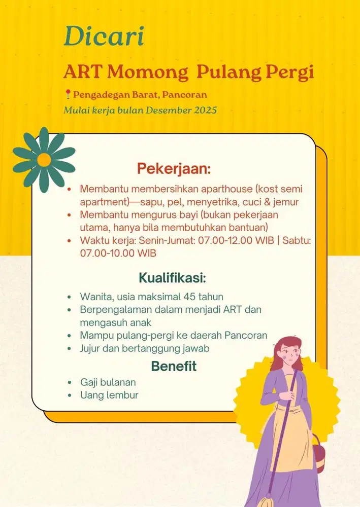 ART/Pembantu Pulang Pergi