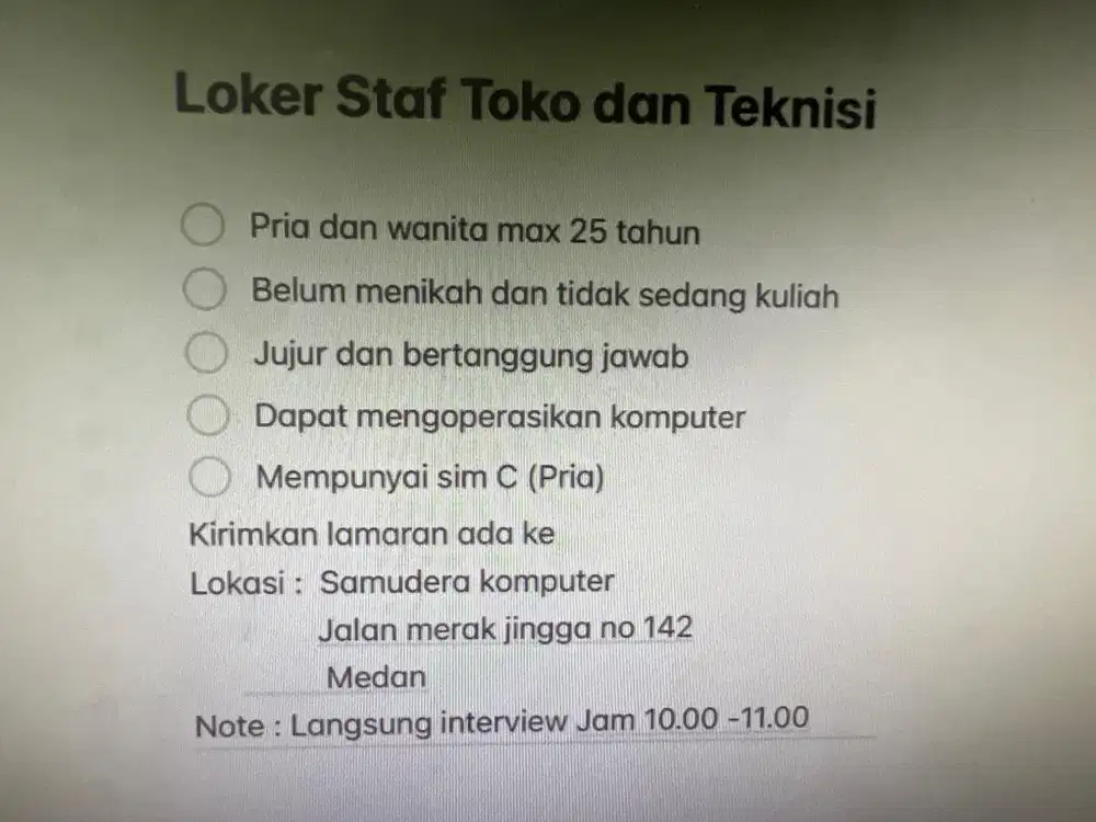 Lowongan kerja medan