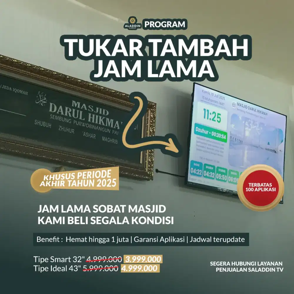Tukar Jam Digital dengan Jam TV LED