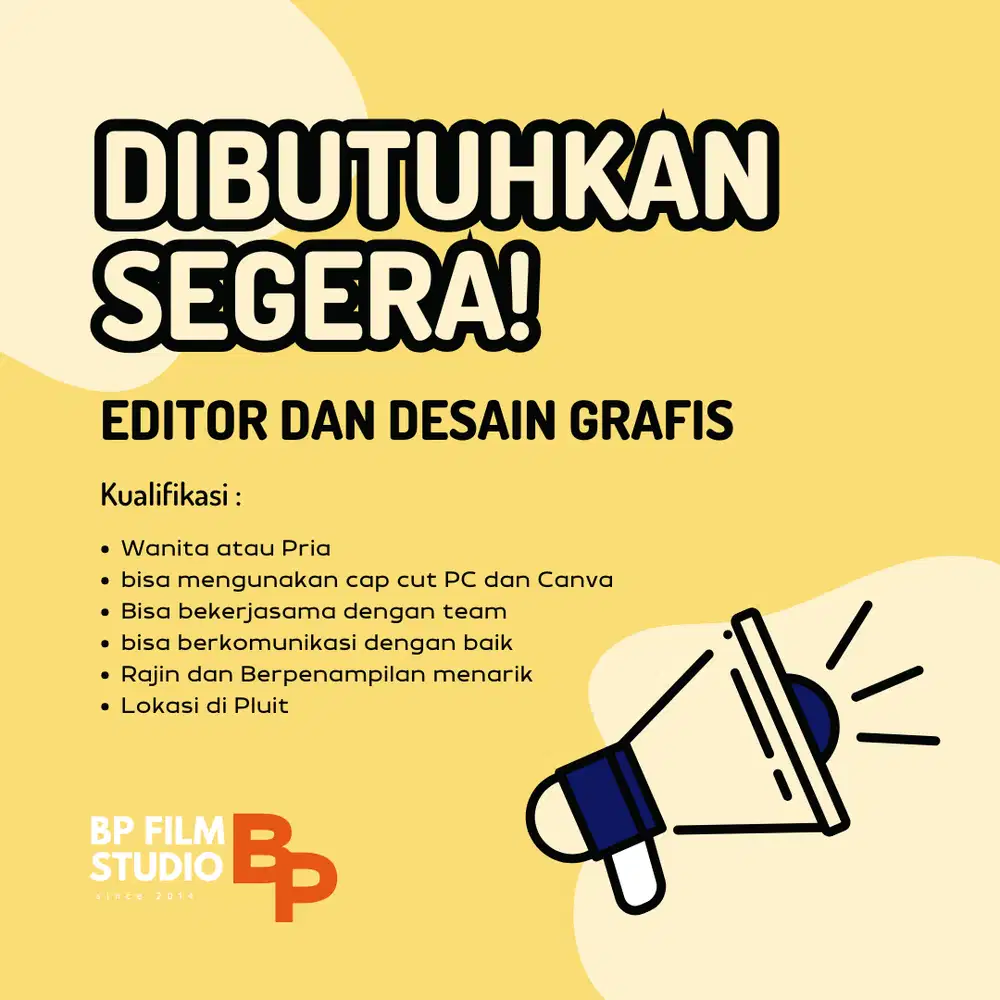 Dibutuhkan cepat Lowongan Editor dan Desain Grafis