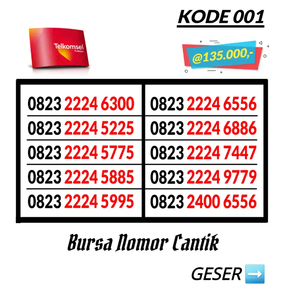 Nomor Cantik Simpati Kartu Perdana Telkomsel Reguler