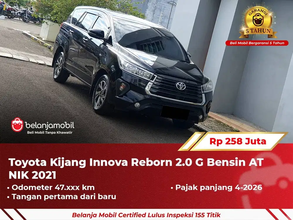 [GARANSI 5TH] Toyota Kijang Innova Reborn 2.0 G Bensin Hitam 2021 2022