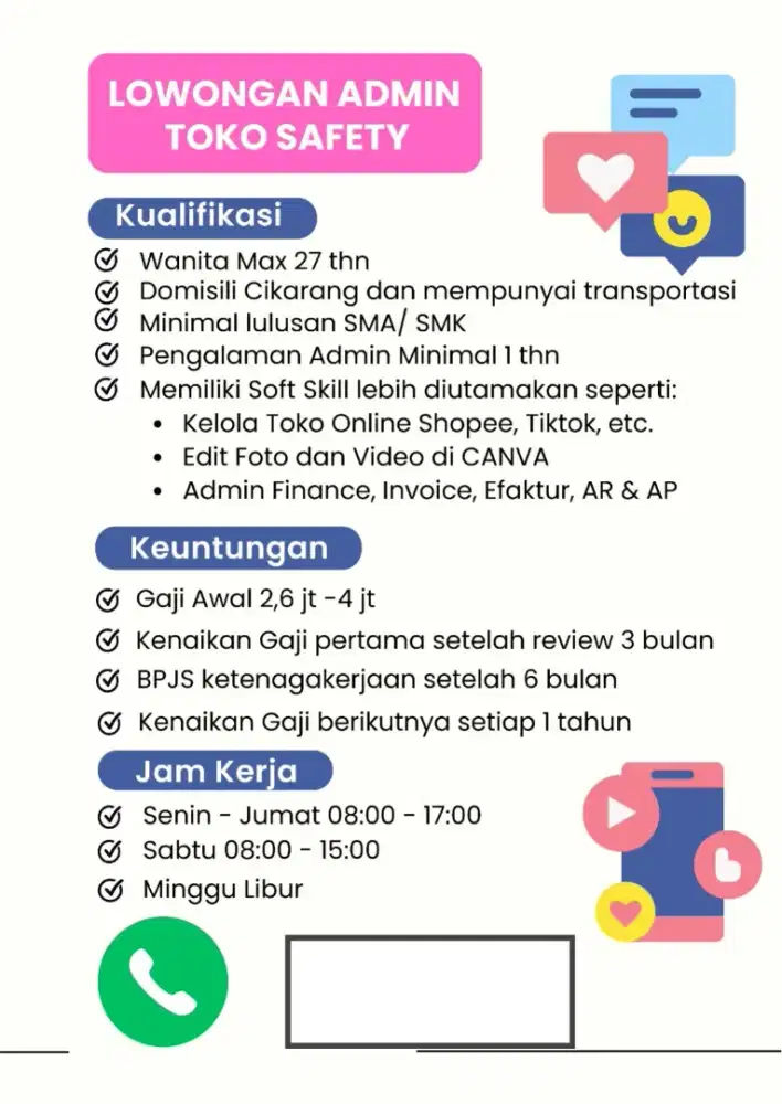 Lowongan Staff Administrasi Toko Safety