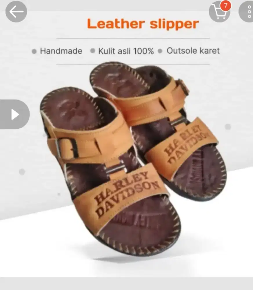 Sandal Kulit Sapi Asli Harley Davidson ukuran 42