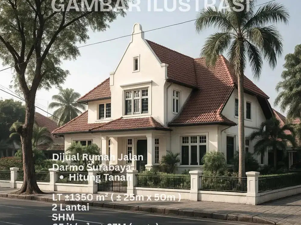 DIJUAL RUMAH JALAN DARMO 1000M2 SURABAYA HITUNG TANAH SAJA