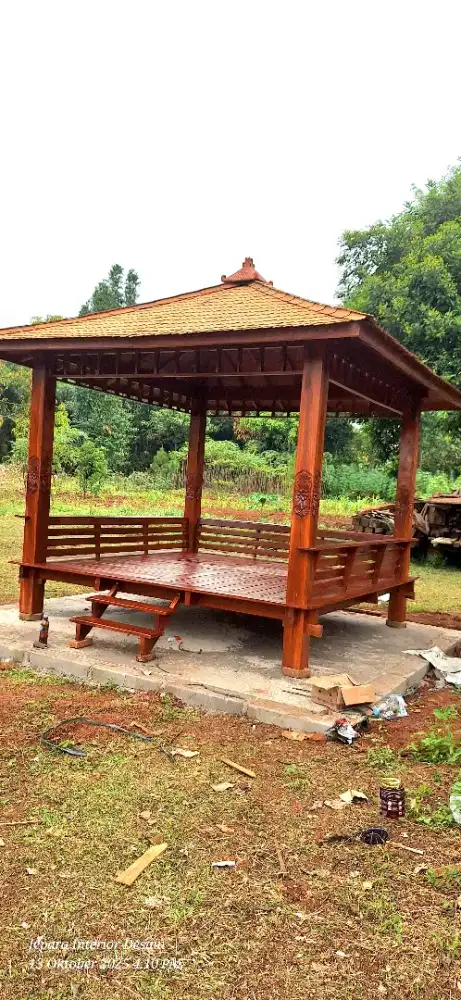 GAZEBO MINIMALIS KAYU JATI