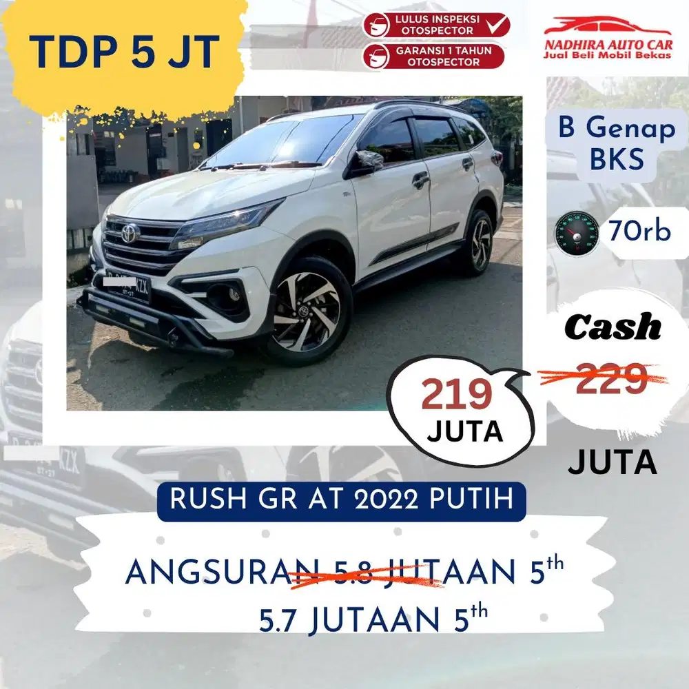 Promo TDP 5 Juta Rush GR AT 2022 Putih