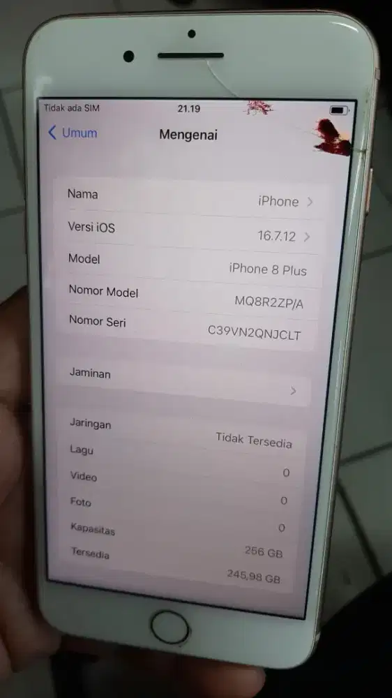 iPhone 8 plus 256gb batangan minus