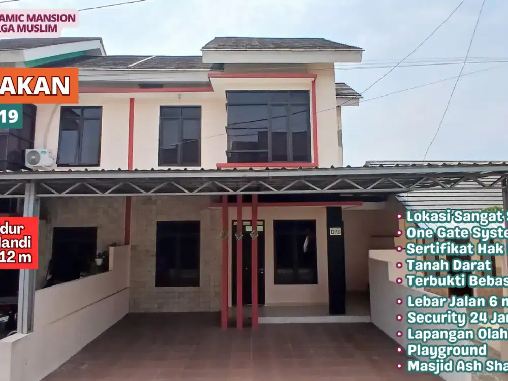 Disewakan Rumah Cluster di Keluarga Muslim, 5 menit dari Tol Grand Wisata dan LRT Bekasi Timur