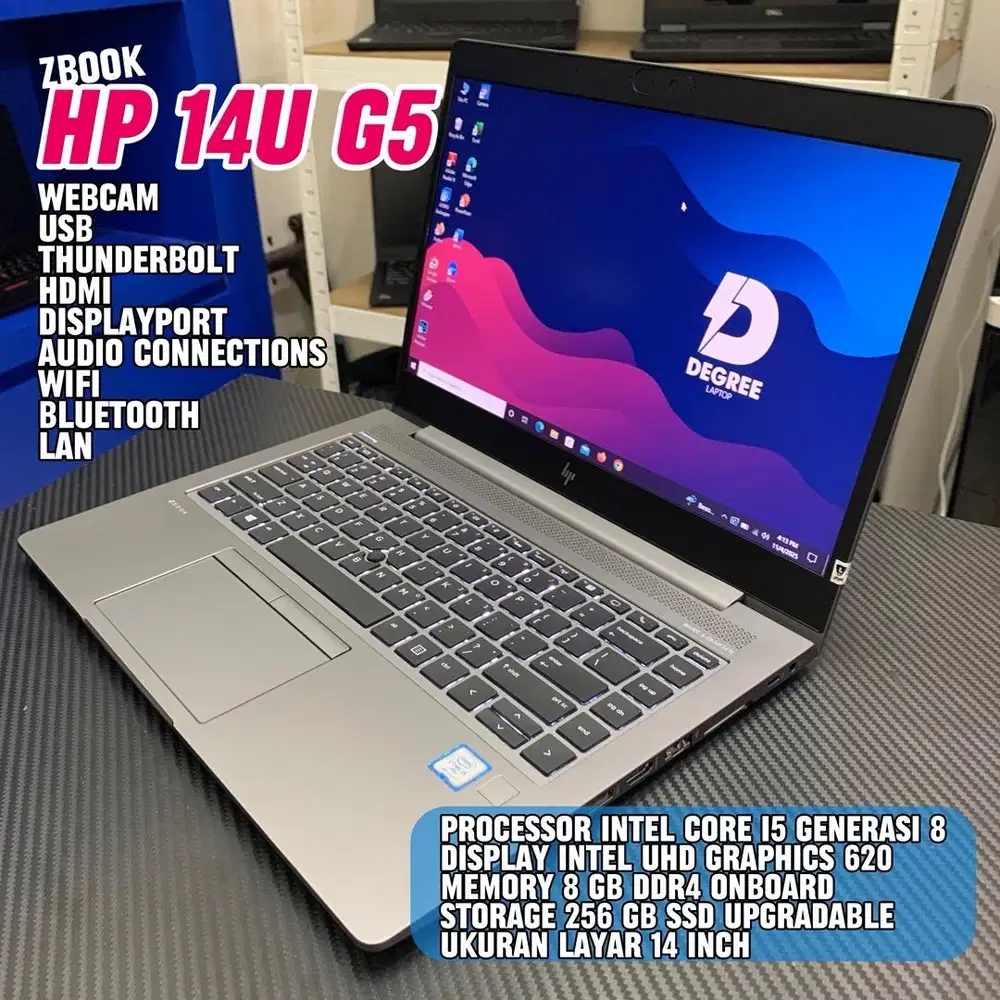Laptop HP Zbook 14U G5 Intel Core i5 Gen 8 Ram 8GB Ssd 256GB