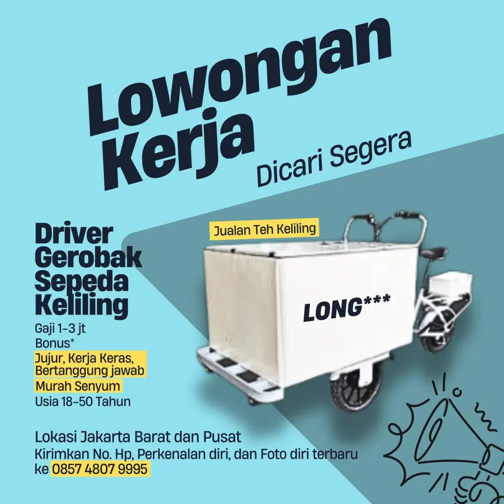 LOWONGAN KERJA DICARI SEGERA DRIVER GEROBAK KELILING