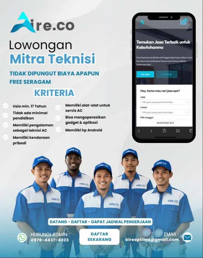 Buka Lowongan Gabung Kemitraan Teknisi AC