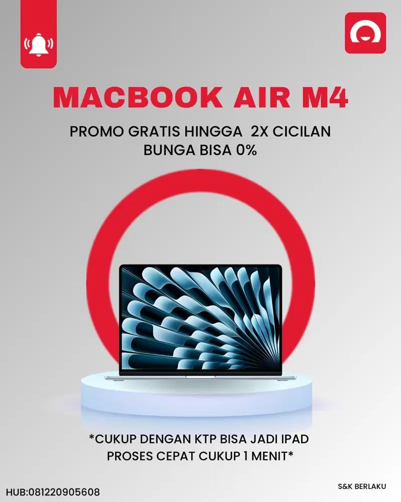 Cash Kredit macbook Air M4 promo Laptop 0% gratis 1x cicilan