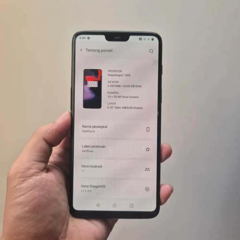 Oneplus 6 Ram 4gb rom 64gb all operator
