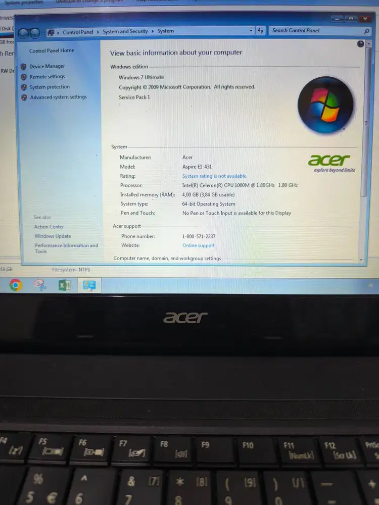 Accer Aspire celeron, bandel tinggal pakai, minus pemakaian sj
