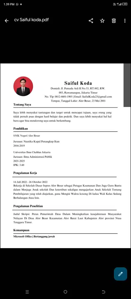 Saya sedang mencari pekerjaan