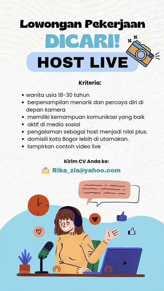 Loker Host live khusus perempuan