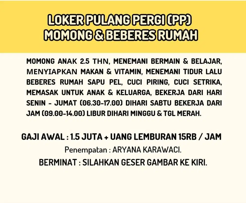 ART untuk beberes dan momong anak