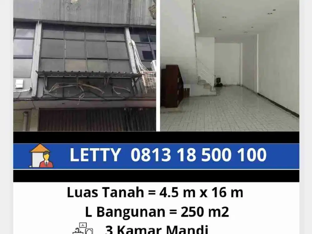 Ruko Duta Merlin Harmoni Jakarta Pusat Rp 125 Juta / tahun Nego