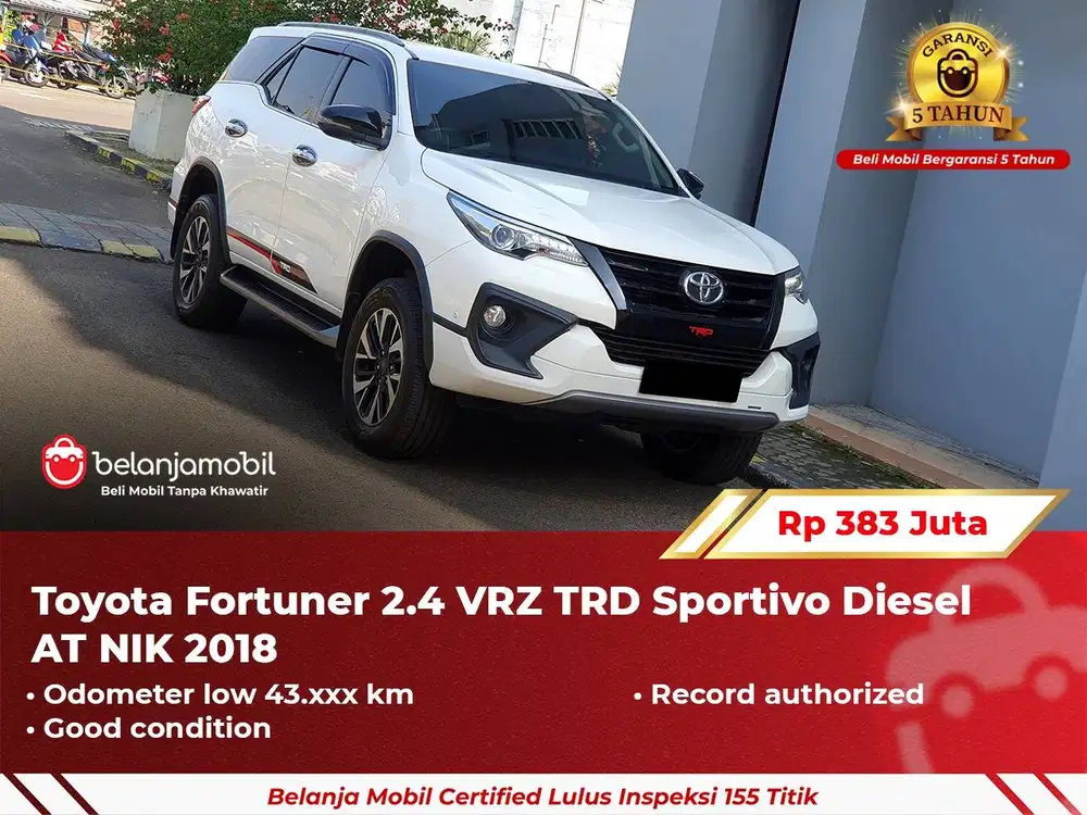 [ GARANSI 5TH ] Toyota Fortuner 2.4 VRZ TRD Sportivo Diesel 2018 2019