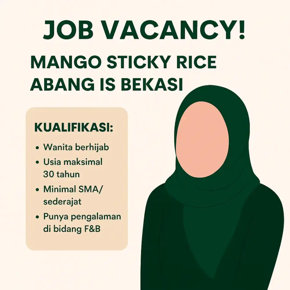Loker Crew Outlet Mango sticky rice abang is REVO MALL Bekasi