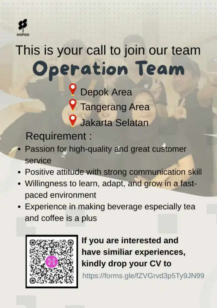 Dibutuhkan Pre-Opening Team