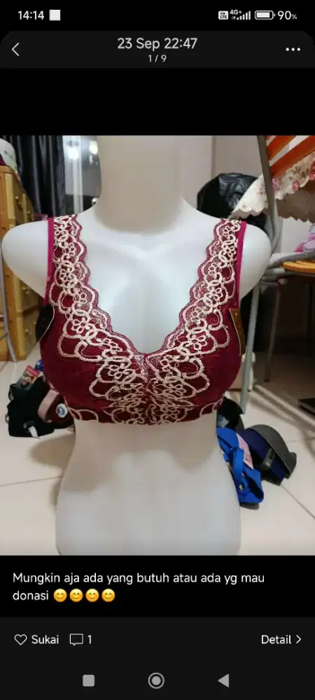 Bra push up tapi belakang lebar