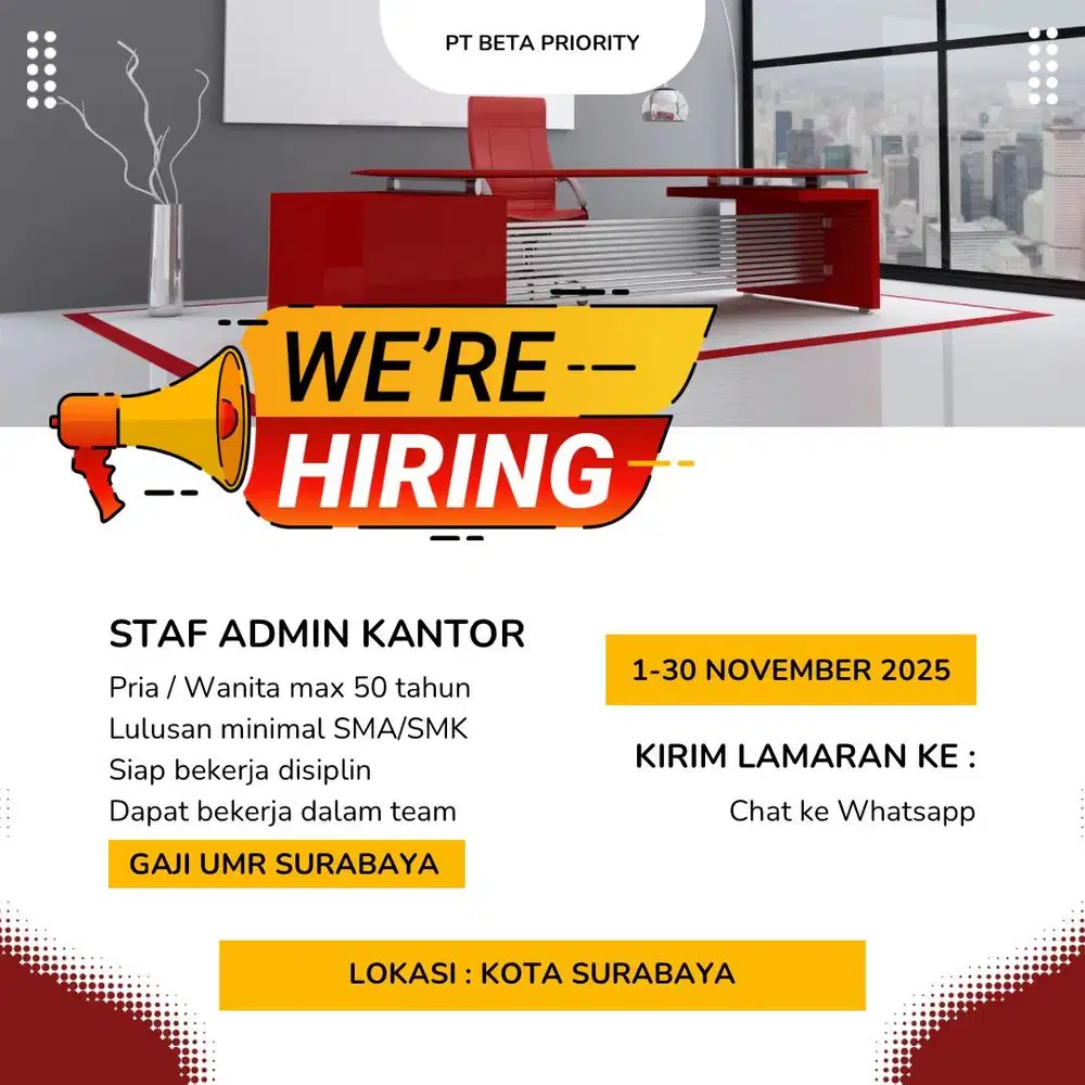 Dibutuhkan Loker Staff Admin