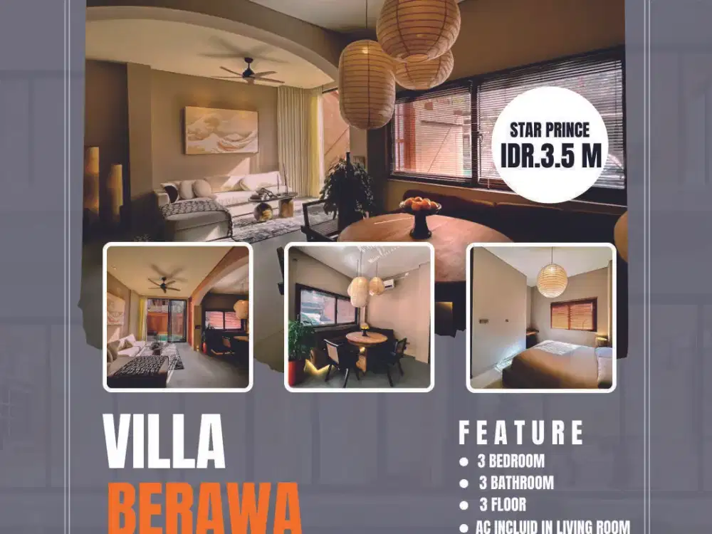 For Sale Villa 3 stories In Berawa with wabi sabi blend japan designed