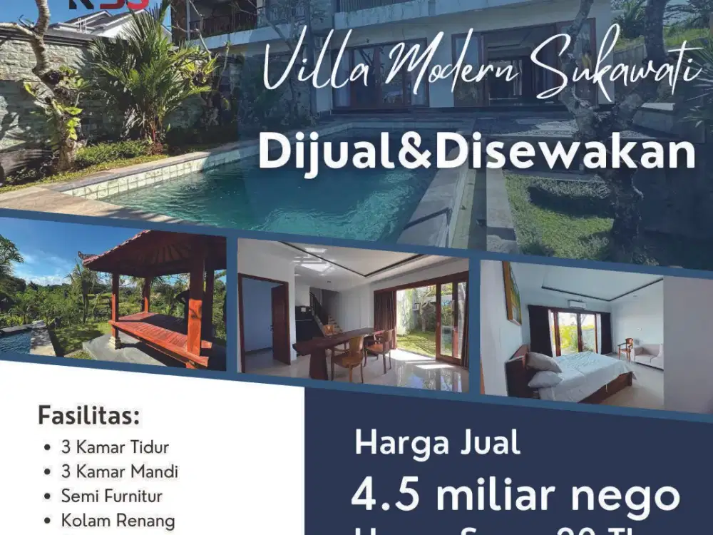 Dijual villa dekat dengan air terjun tegenung lokasi sukawati gianyar
