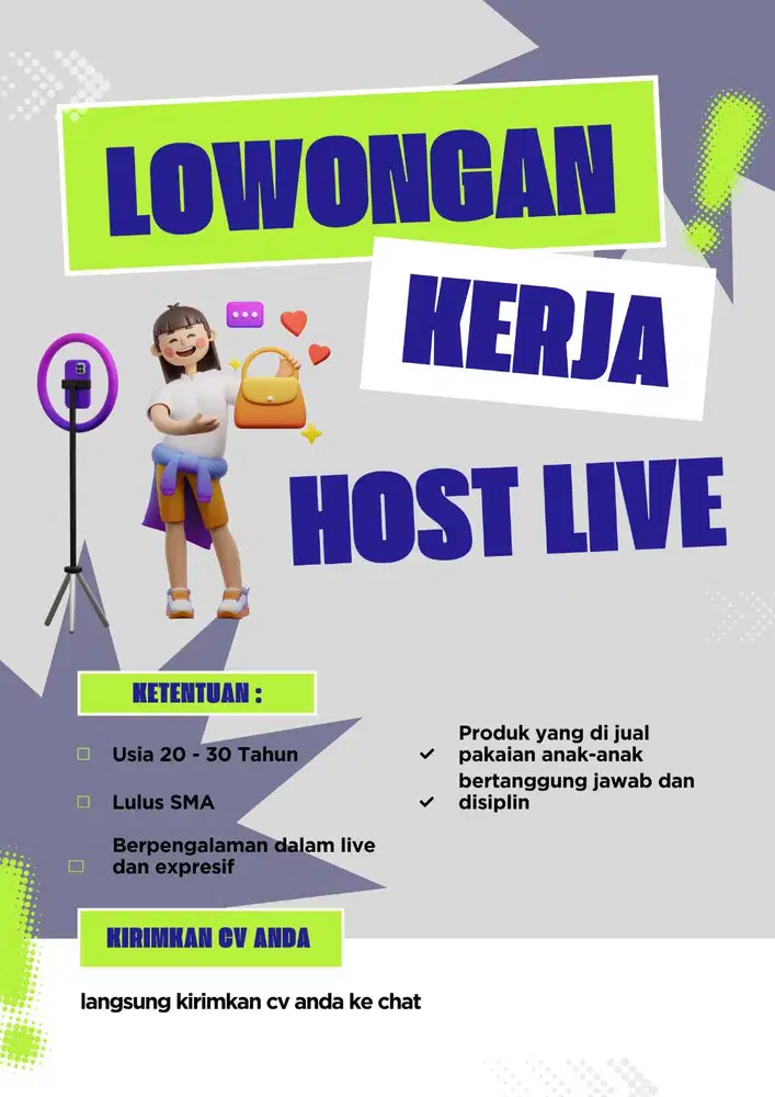 DIBUTUHKAN SEGERA HOST LIVE BERPENGALAMAN