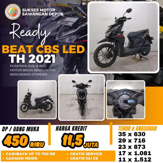 CASH KREDIT DP 450 HONDA NEW BEAT CBS LED TH 2021 MULUS BERGARANSI
